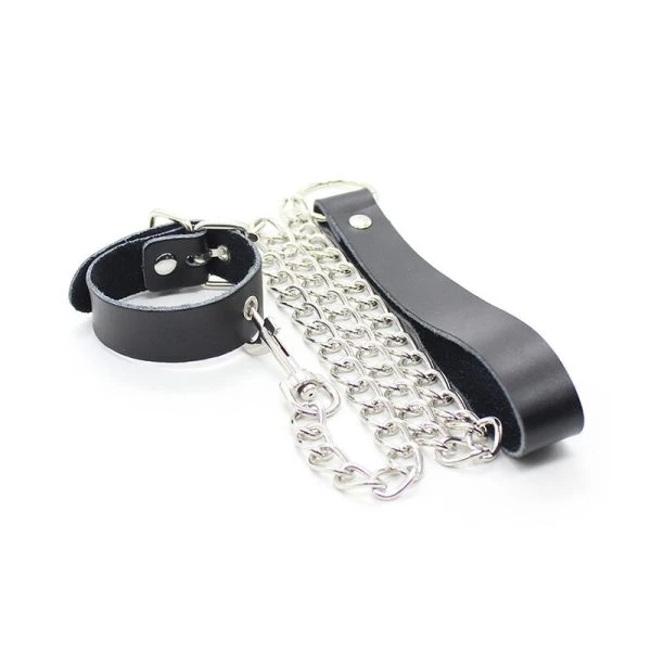 Ohmama Penis-Halskette und Lederarmband mit Metallkette