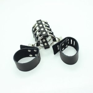 Ohmama Fetish Peniskäfig met Metalen Ringen en Leren Riemen Ohmama Fetish Peniskäfig met Metalen Ringen en Leren Riemen - Afbeelding 4
