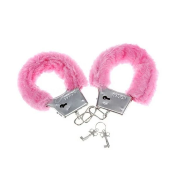 Diablo Picante Pluchen Handboeien roze met metalen ketting