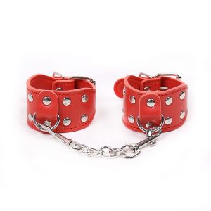 Ohmama Fetish Verstelbare Handboeien met Metalen Keten rood Ohmama Fetish Verstelbare Handboeien met Metalen Keten rood - Afbeelding 1