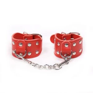 Ohmama Fetish Verstellbare Handschellen mit Metallkette rot