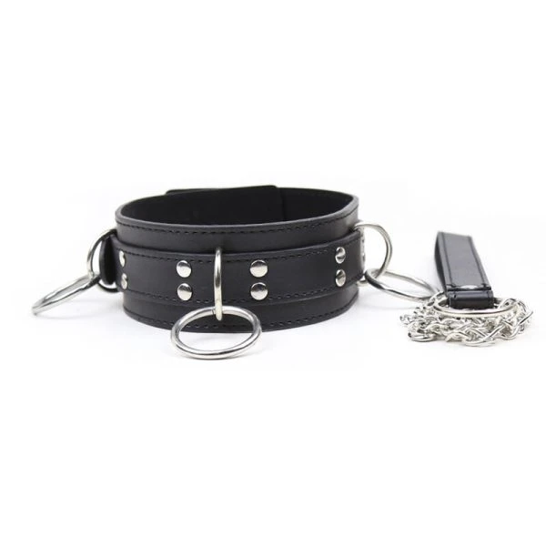 Ohmama Fetish-Submission-Halskette met 3 ringen en leiband