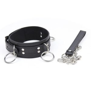 Ohmama Fetish-Submission-Halskette met 3 ringen en leiband Ohmama Fetish-Submission-Halskette met 3 ringen en leiband - Afbeelding 4
