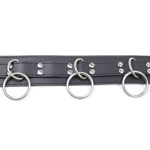 Ohmama Fetish-Submission-Halskette met 3 ringen en leiband