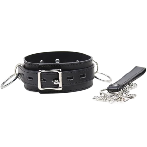 Ohmama Fetish Submission Necklace with 3 Rings and Leash