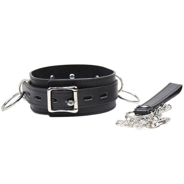 Ohmama Fetish-Submission-Halskette met 3 ringen en leiband