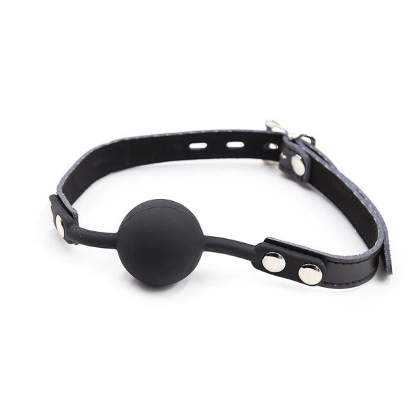 Ohmama siliconen balgag met leren riem en hangslot