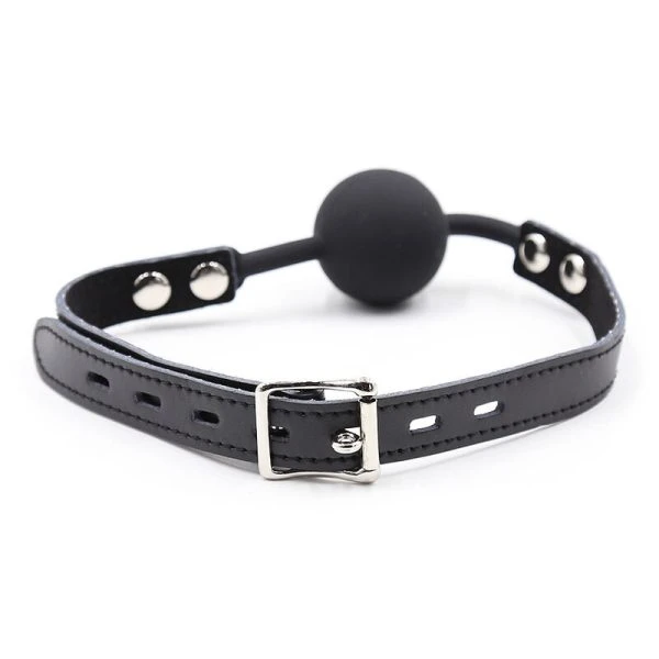 Ohmama siliconen balgag met leren riem en hangslot