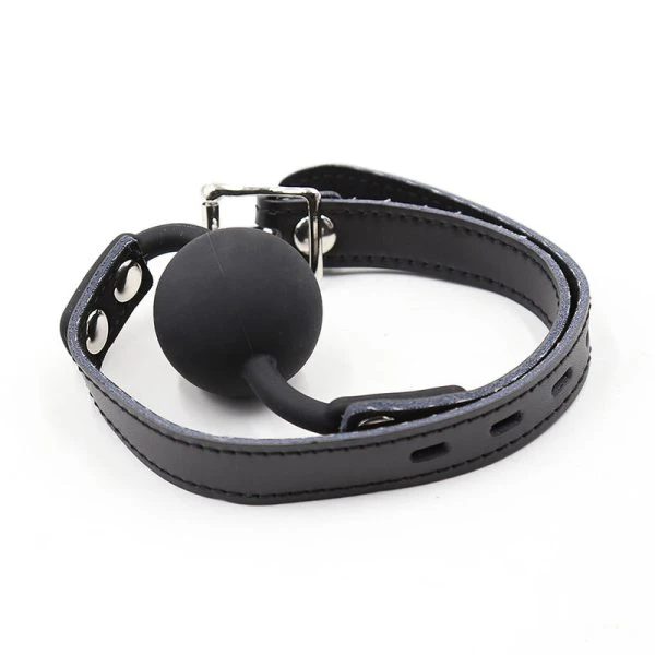 Ohmama siliconen balgag met leren riem en hangslot