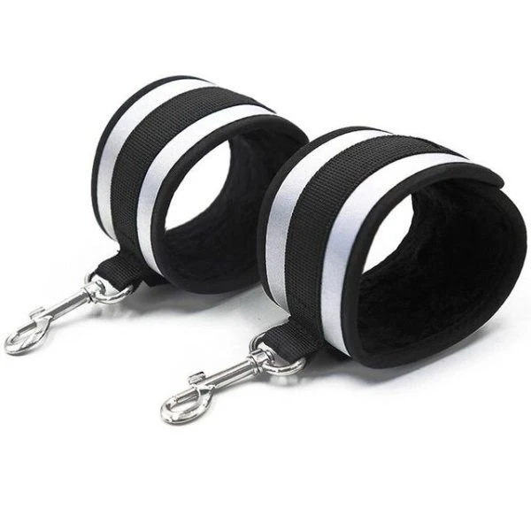 Ohmama Fetish Handgelenkmanschetten aus Neopren und Metall, grau