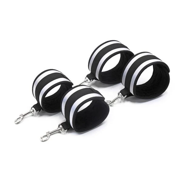 Ohmama Fetish Handgelenkmanschetten aus Neopren und Metall, grau