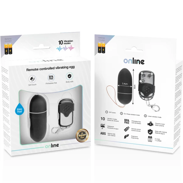 Online vibrating egg with remote control, 10 modes, black Online vibrating egg with remote control, 10 modes, black