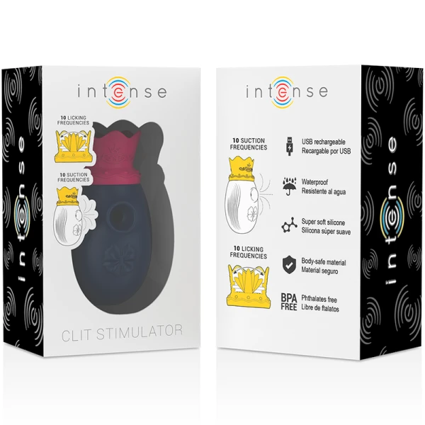 Intense clitorisstimulator met 10 zuig- en 10 likmodi blauw