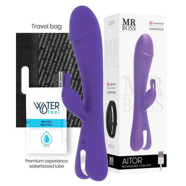 MR. Boss Rabbit-Vibrator Aitor met Watchme-afstandsbediening MR. Boss Rabbit-Vibrator Aitor met Watchme-afstandsbediening