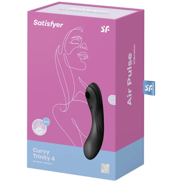 Satisfyer Curvy Trinity 4 Opgelegde vibrator met druk golven en trillingen Zwart