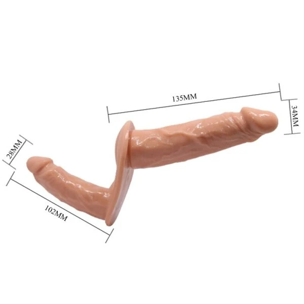 Baile Harness Collection Dubbele Dildo met Harnas en Ribbelstructuur