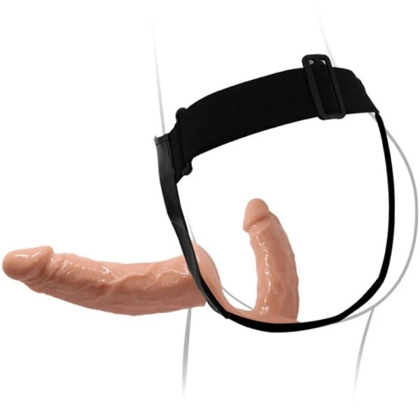 Baile Harness Collection Dubbele Dildo met Harnas en Ribbelstructuur