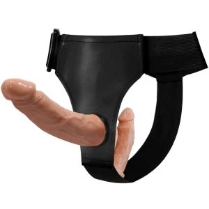 Baile Harness Collection Double Dildo with Harness and Ribbed Texture