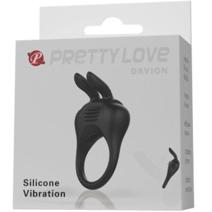 FOR HIM Pretty Love Davion Rabbit Vibratorring met clitorisstimulator, zwart FOR HIM Pretty Love Davion Rabbit Vibratorring met clitorisstimulator, zwart - Afbeelding 1
