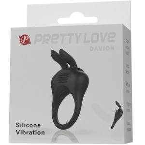 FOR HIM Pretty Love Davion Rabbit Vibratorring met clitorisstimulator, zwart