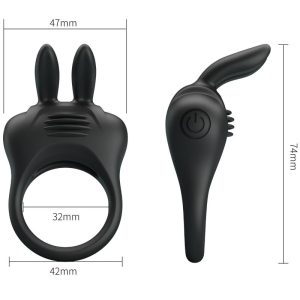 FOR HIM Pretty Love Davion Rabbit Vibratorring met clitorisstimulator, zwart FOR HIM Pretty Love Davion Rabbit Vibratorring met clitorisstimulator, zwart - Afbeelding 4