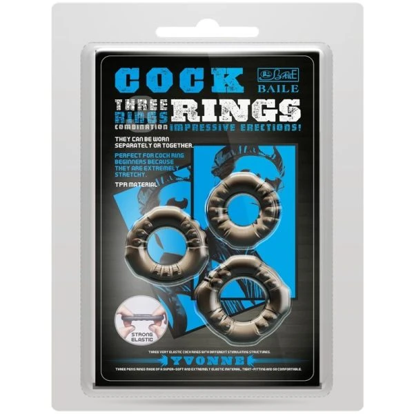 Baile Penisring-Set Yvonne 3er-Pack schwarz