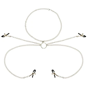 Ohmama Fetish Nippelklemmen mit Kette, 4 Klammern aus Metall