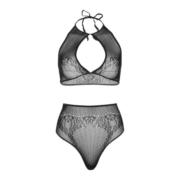 Leg Avenue Neckholder-Crop-Top en Tanga-set One Size