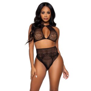 Leg Avenue Neckholder-Crop-Top en Tanga-set One Size Leg Avenue Neckholder-Crop-Top en Tanga-set One Size - Afbeelding 1