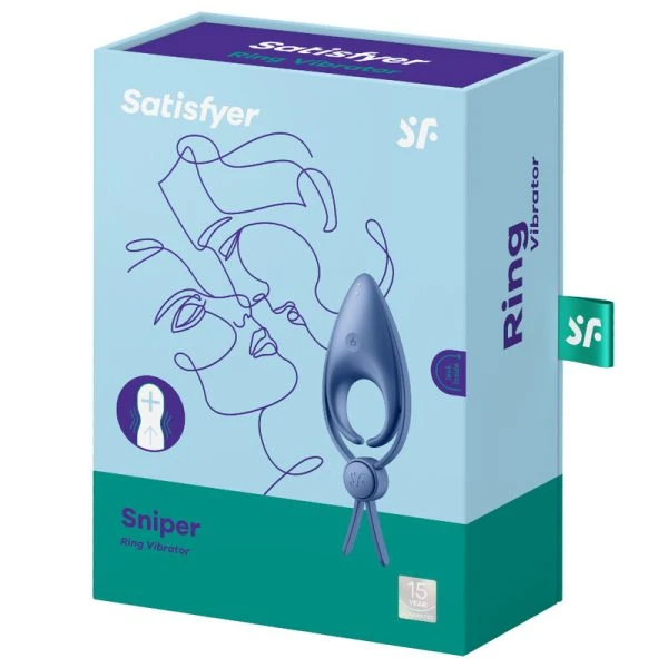 Satisfyer Ring Sniper Penisring met Clitorisstimulator Blauw Satisfyer Ring Sniper Penisring met Clitorisstimulator Blauw