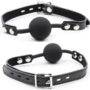 Ohmama siliconen balgag met leren riem en hangslot Ohmama siliconen balgag met leren riem en hangslot - Afbeelding 1