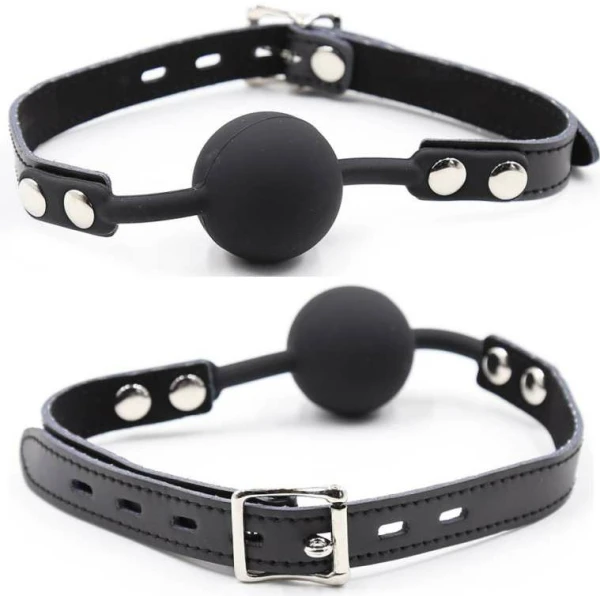 Ohmama siliconen balgag met leren riem en hangslot