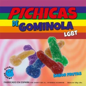 Pride Fruchtgummi-Penissen met suiker, kleurrijke kauwsnoepjes in penisvorm