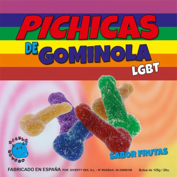 Pride Fruchtgummi-Penisse mit Zucker, bunte Kaubonbons in Penisform
