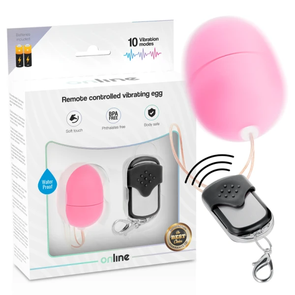 Online Vibrating Egg with Remote Control, 10 Modes, Pink
