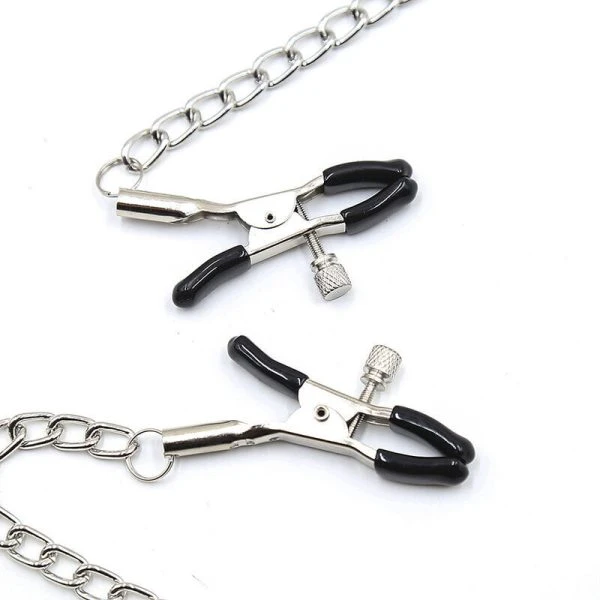Ohmama Fetish Knebel Bola Negra met tepelklemmen en ketting
