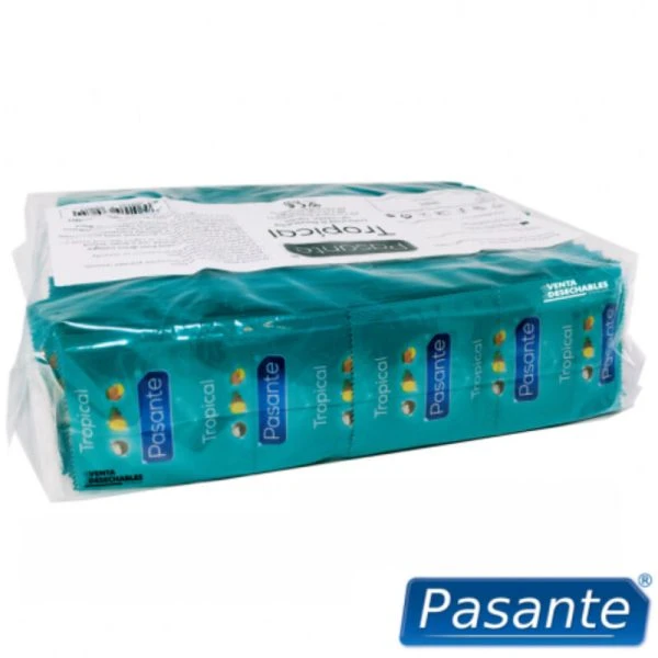 Pasante Kondomen Tropical Pack 144 stuks met Mango, Ananas en Kokosnoot Pasante Kondomen Tropical Pack 144 stuks met Mango, Ananas en Kokosnoot