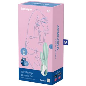 Satisfyer Connect Air Pump Bunny 5+ App-Konijnenvibrator ophlaasbaar groen Satisfyer Connect Air Pump Bunny 5+ App-Konijnenvibrator ophlaasbaar groen - Afbeelding 4
