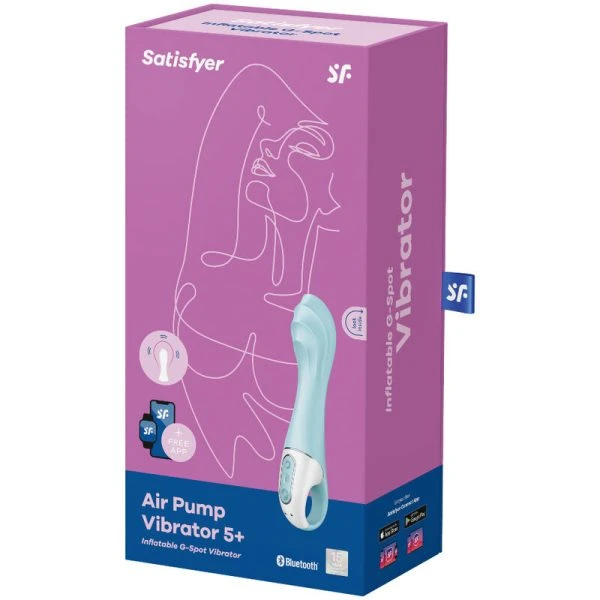 Satisfyer Connect Air Pump Vibrator 5 opblaasbare G-Punt Vibrator App Blauw