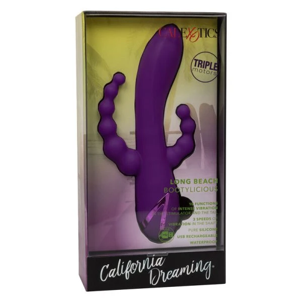 Calexotics Drievoudige Vibrator Long Beach Bootylicious paars