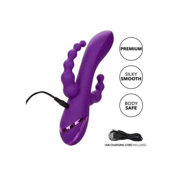 Calexotics Drievoudige Vibrator Long Beach Bootylicious paars