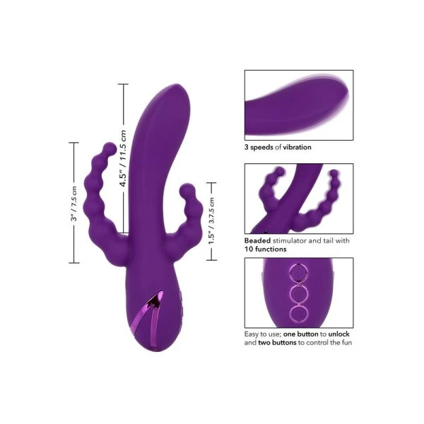 Calexotics Drievoudige Vibrator Long Beach Bootylicious paars