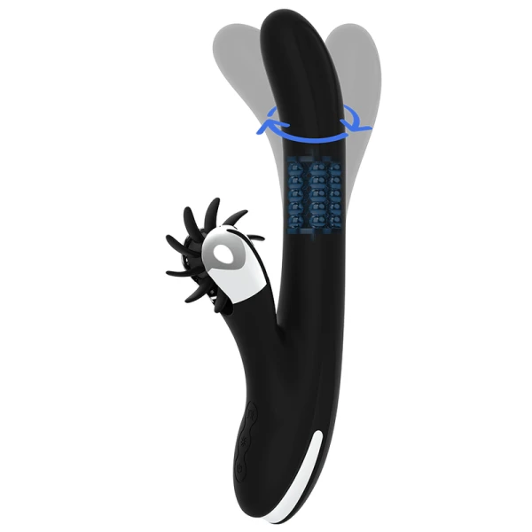 Black&silver Bunny Storm Rotation Vibe Rotationsvibrator mit Perlen