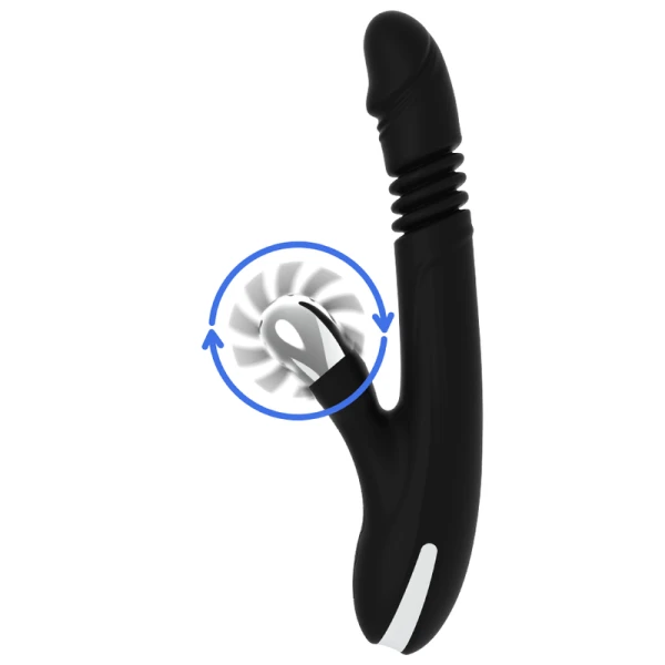 Black&silver Bunny Reed UP & Down Vibe Perlenvibrator, 24 cm