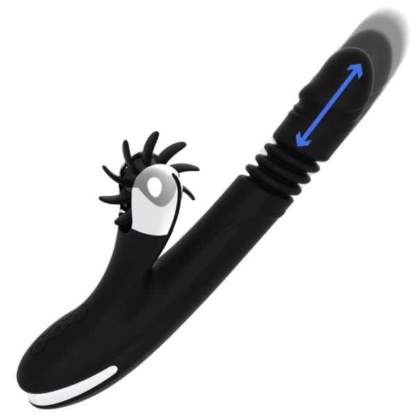 Black&silver Bunny Reed UP & Down Vibe Perlenvibrator, 24 cm