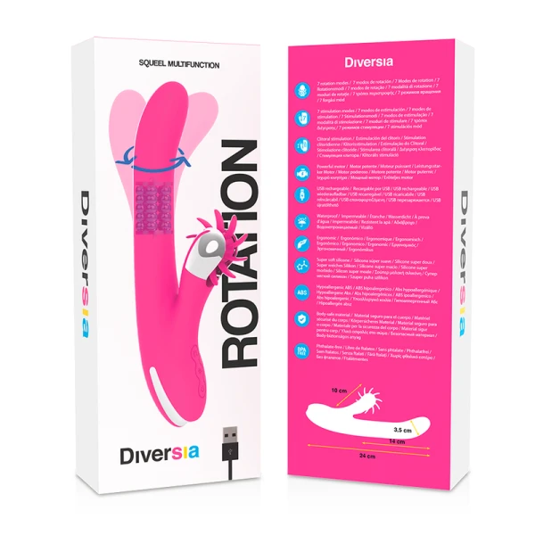 Diversia Hschen Rotation 24 CM Parelvibrator met Clitorisstimulator Diversia Hschen Rotation 24 CM Parelvibrator met Clitorisstimulator