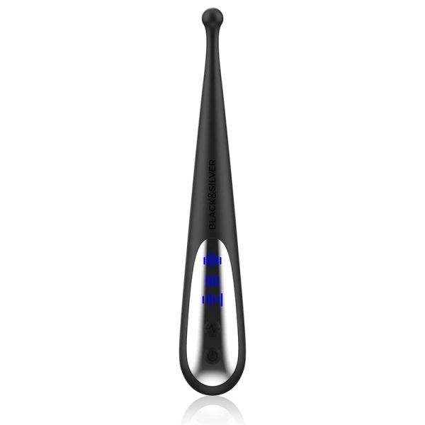 Black&silver Kenneth opgelegde vibrator met stimulatiepunt, 19 cm