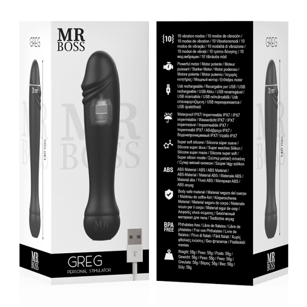 MR. Boss Greg Personal Stimulator Minivibrator met 10 standen, siliconen, 14 cm