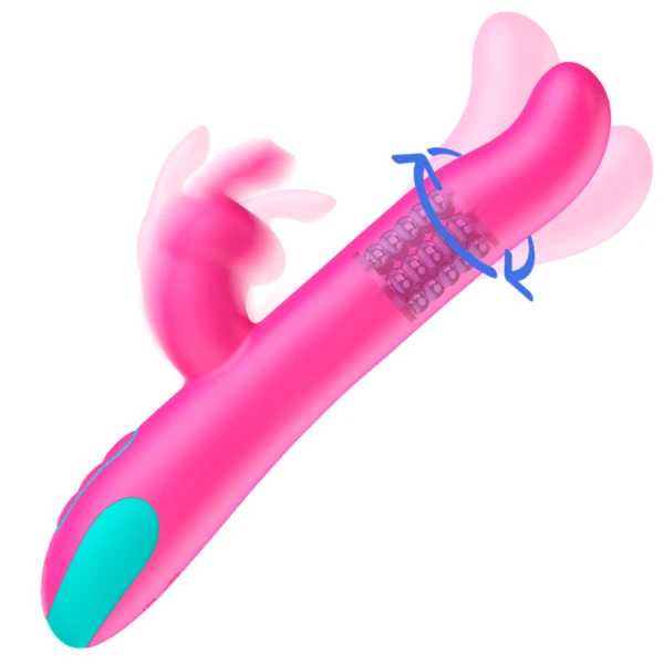 Happy Loky Rabbit-Vibrator Pluto met roterende kralen en afstandsbediening Happy Loky Rabbit-Vibrator Pluto met roterende kralen en afstandsbediening