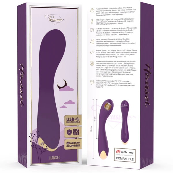 Treasure Hansel G-Punt-Vibrator met Watchme-afstandsbediening, 17,5 cm